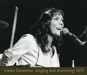 Karen Carpenter singing and drumming 1973